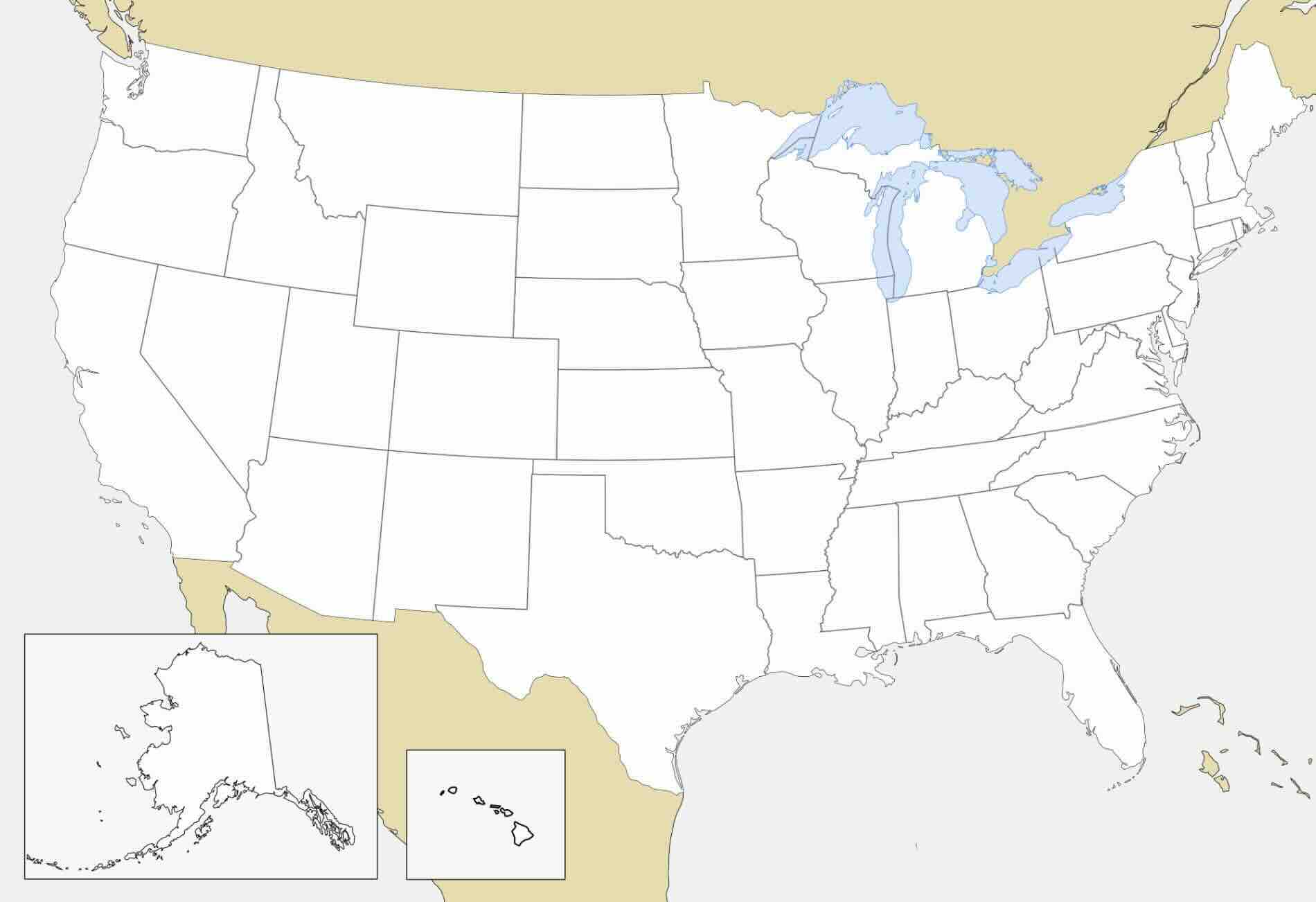 Blank USA map outline without state names