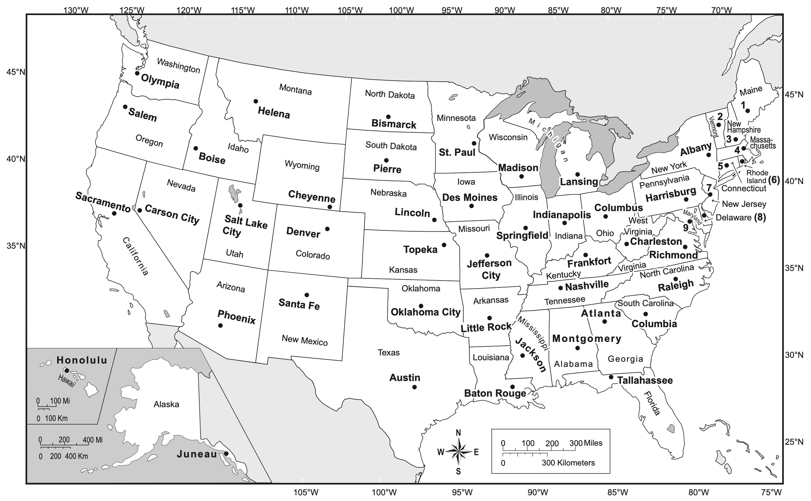USA map with states and capitals thumbnail
