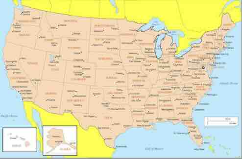 USA map with states and cities thumbnail